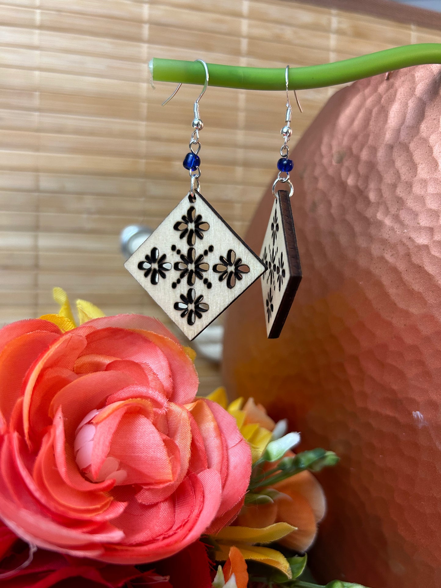 Square Flower Cutout Dangles
