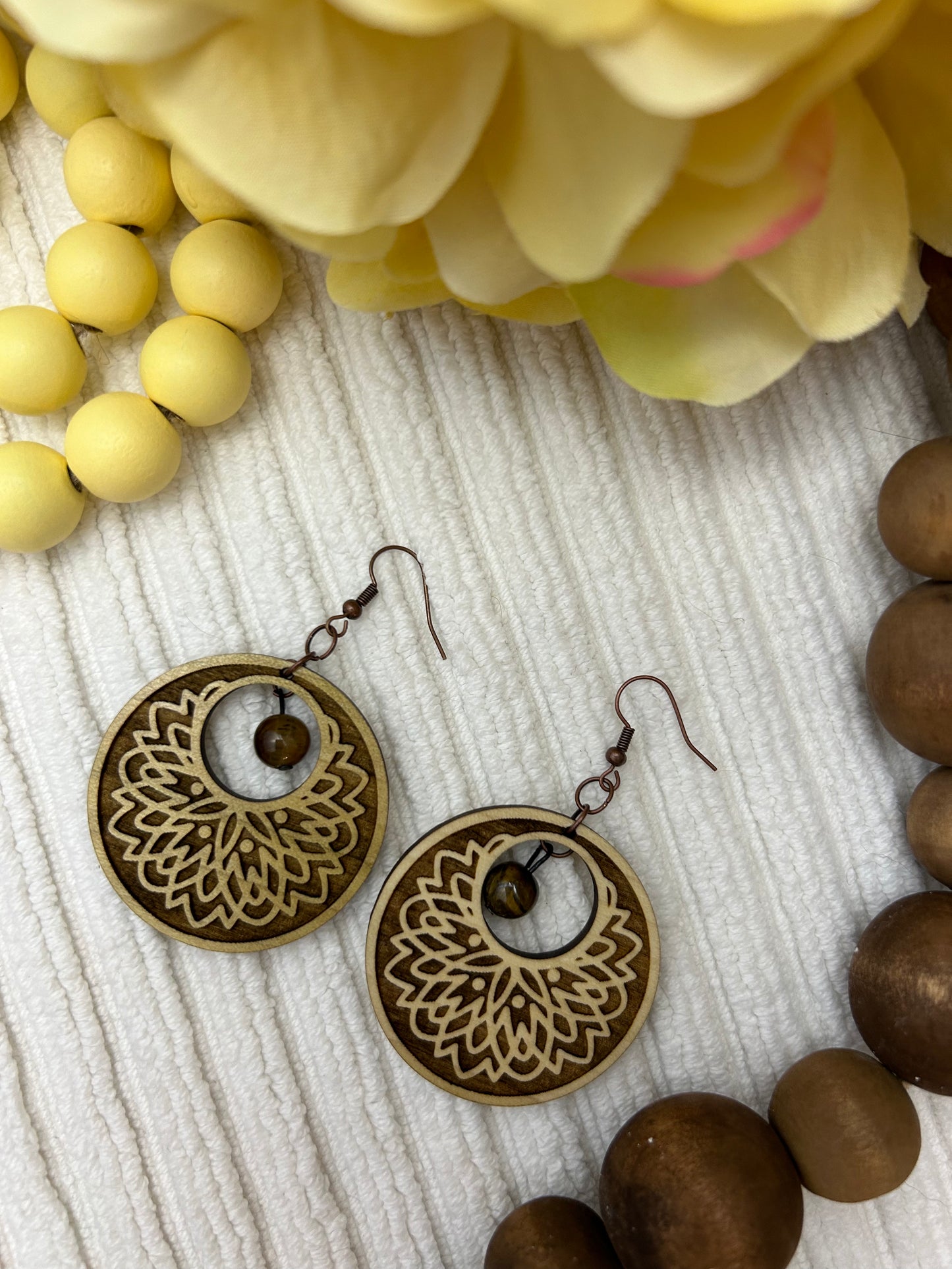Tiger Eye Flower Earring