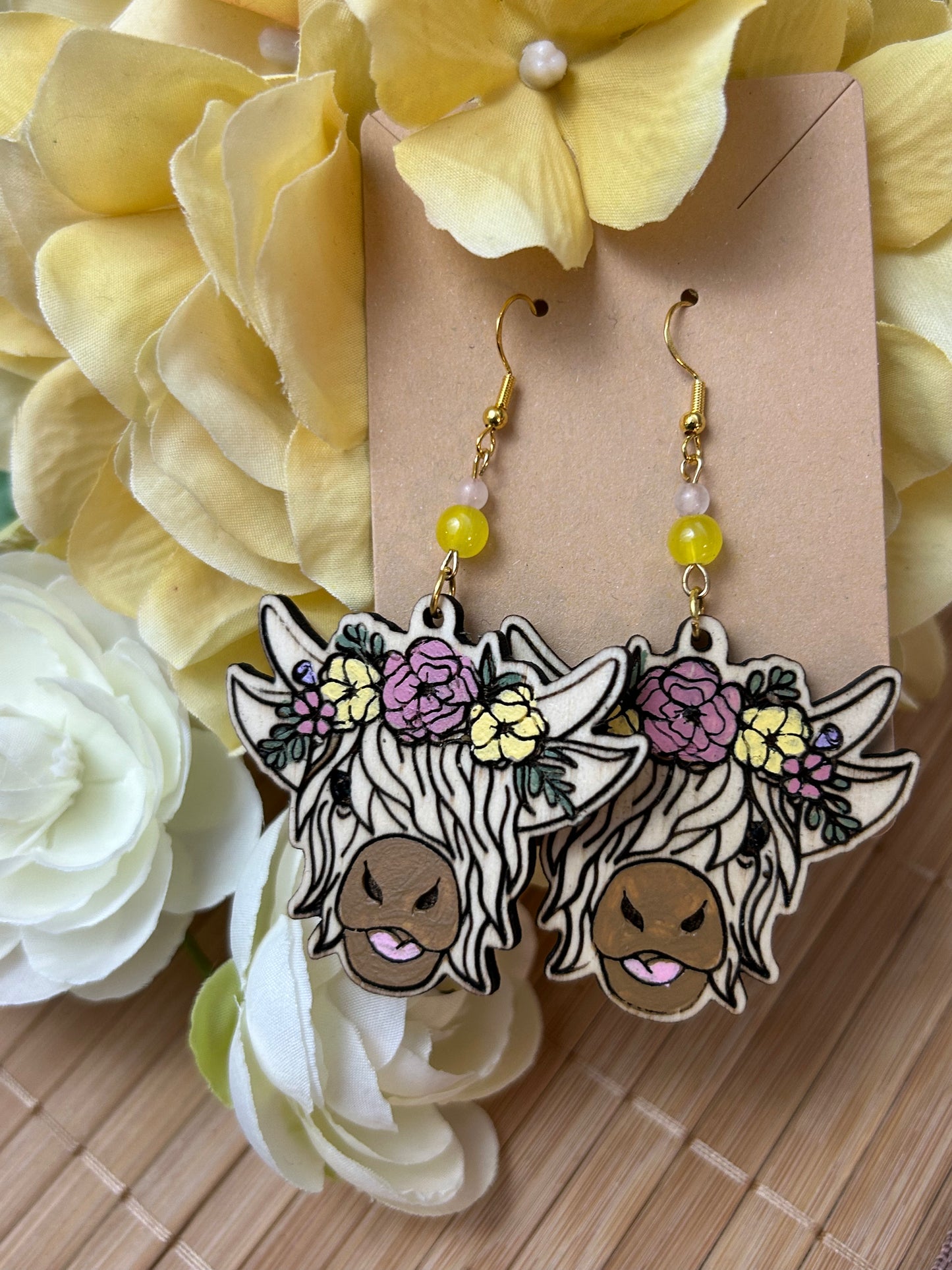 Hand Painted Highland Cow Earrings