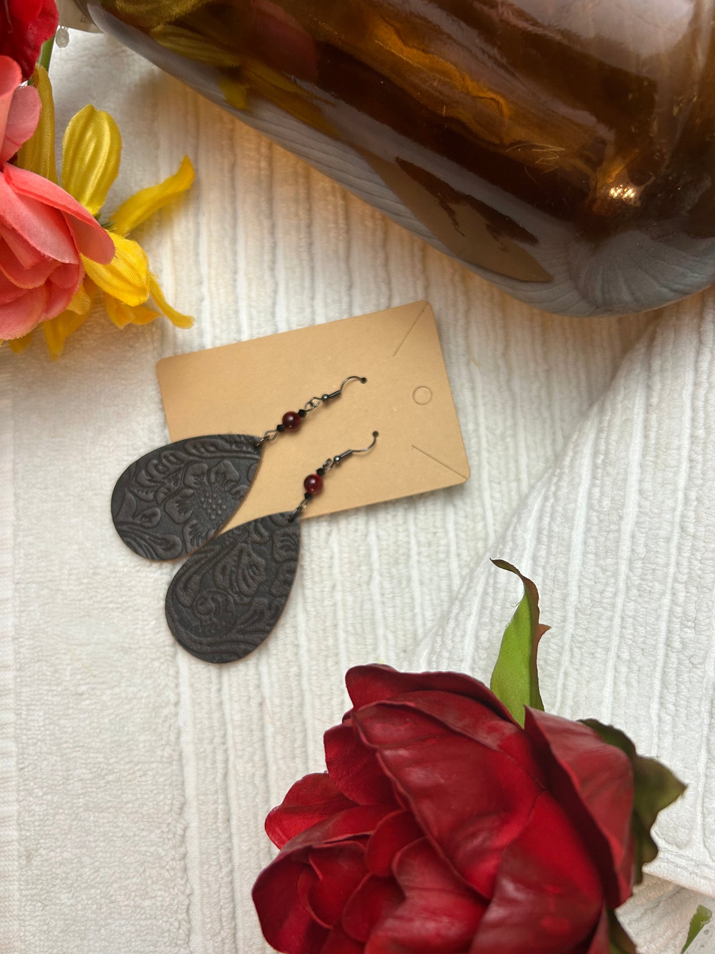 Genuine Leather Teardrop Earrings