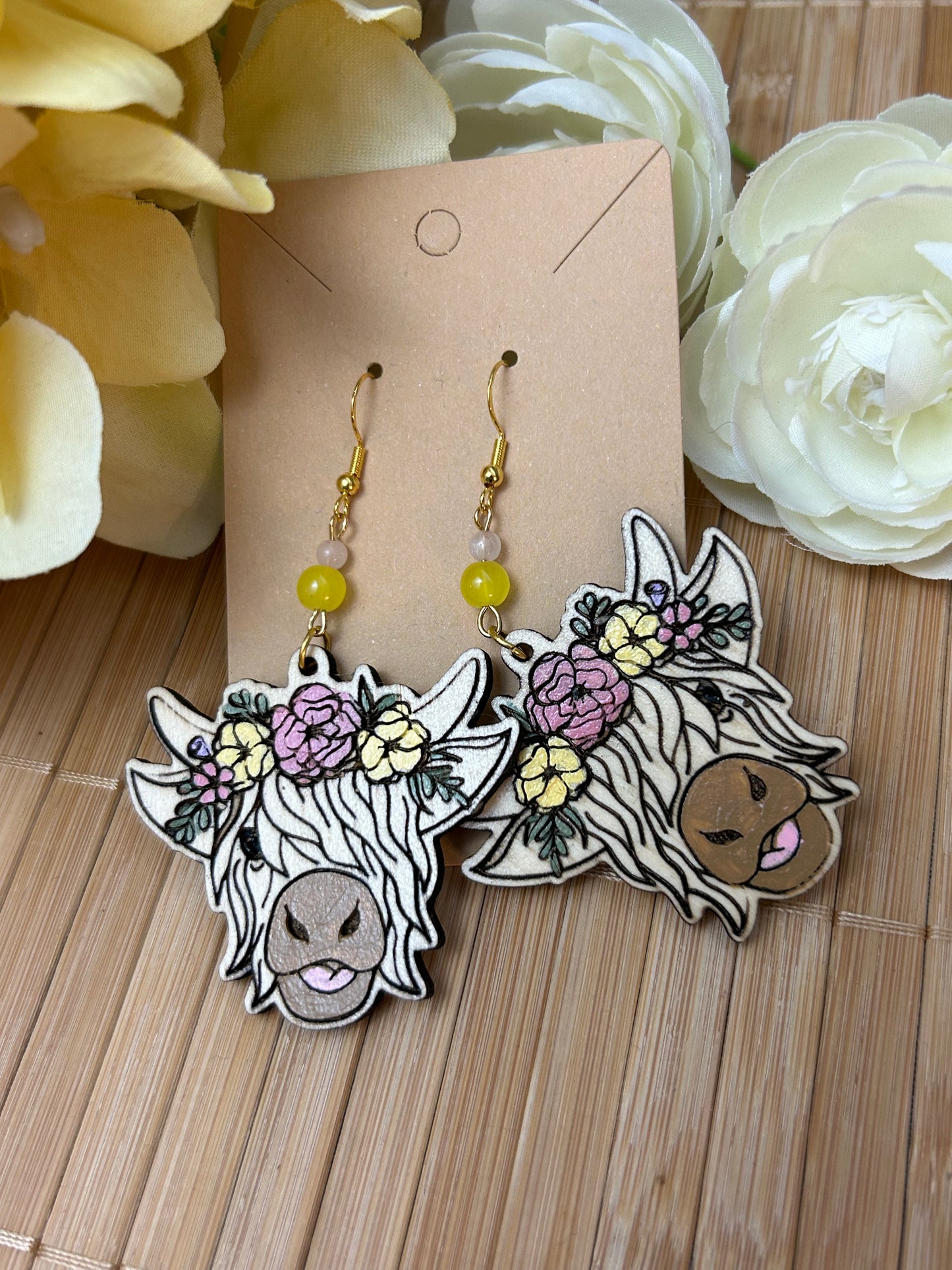 Hand Painted Highland Cow Earrings