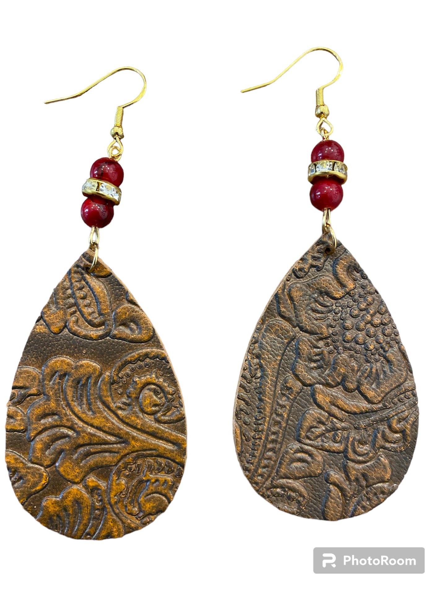 Genuine leather teardrop earrings