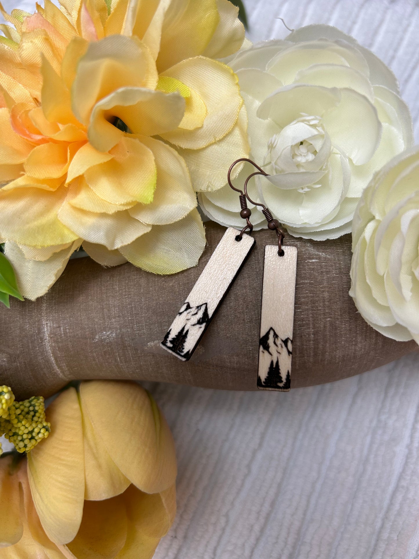 Engraved Mountain Earrings