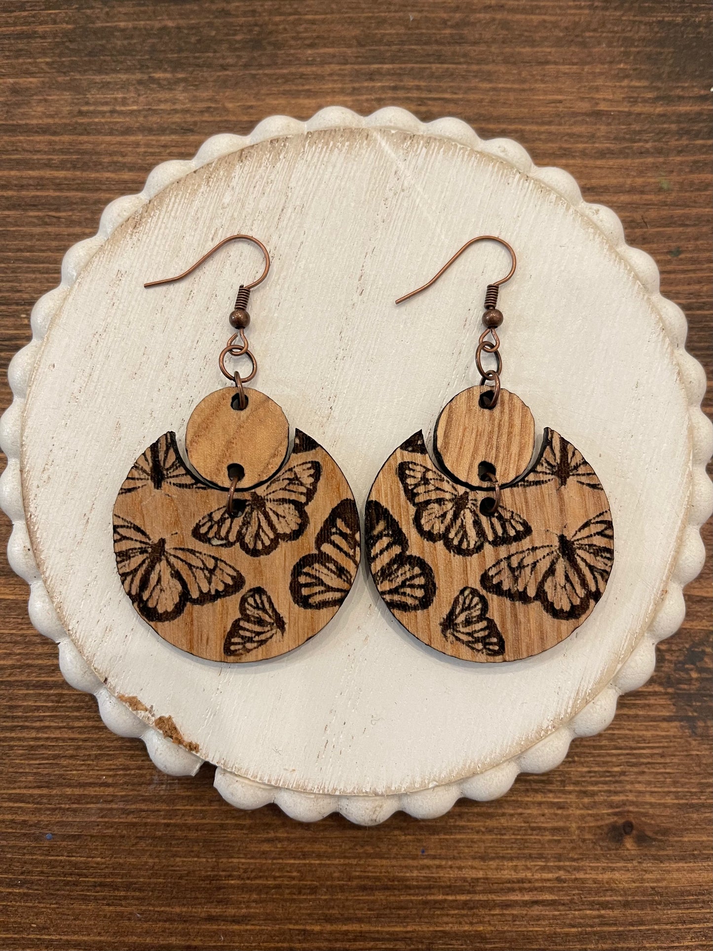 Engraved Butterfly Dangle Earrings