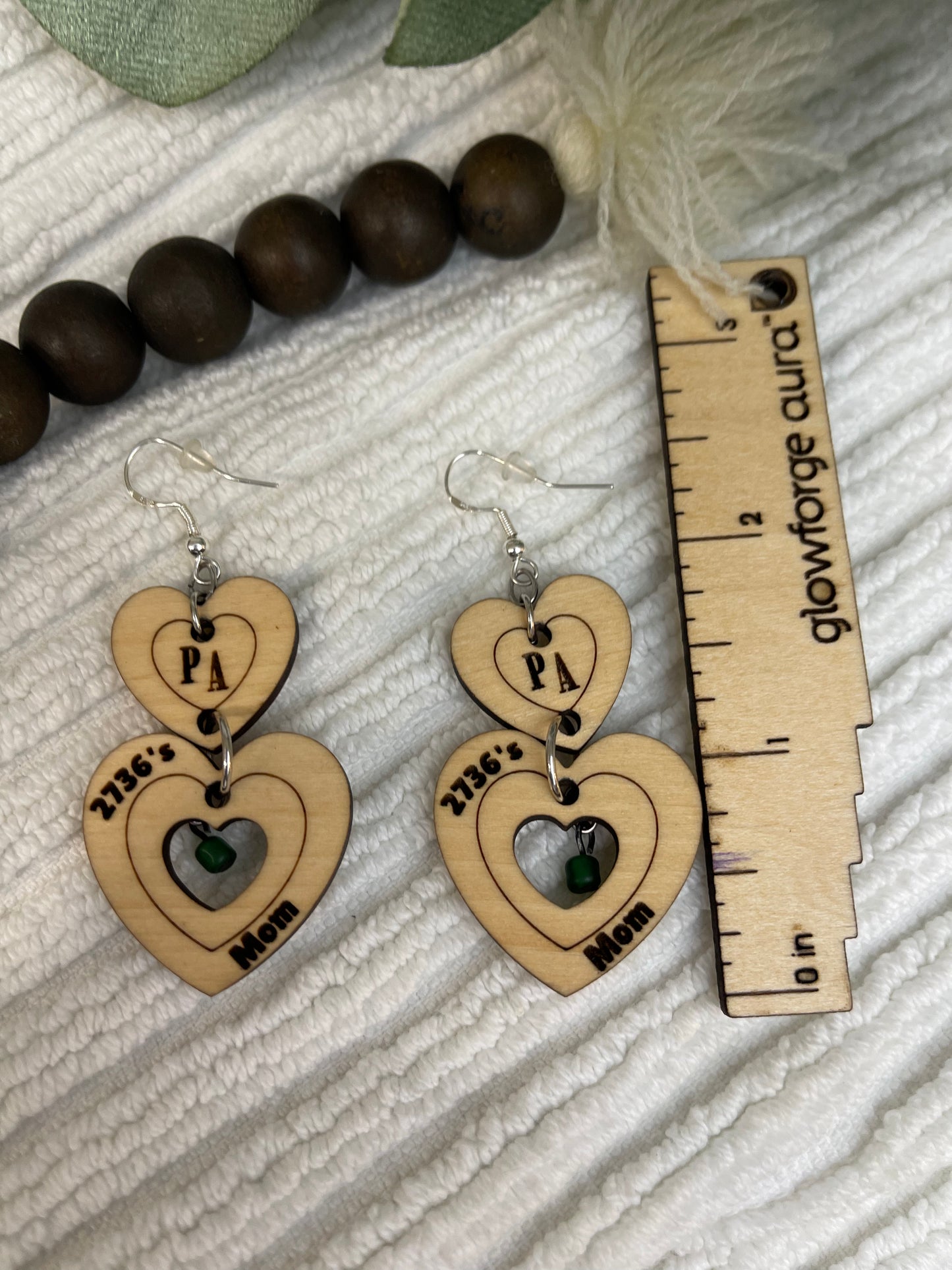 Double heart dangles with bead