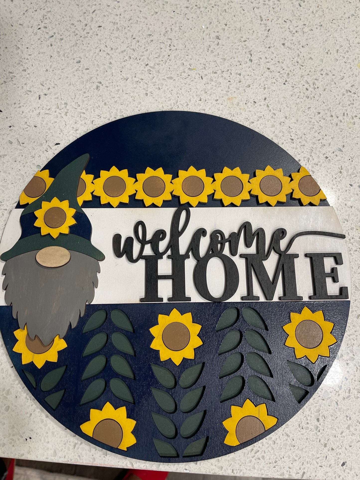 Gnome Welcome Home sign