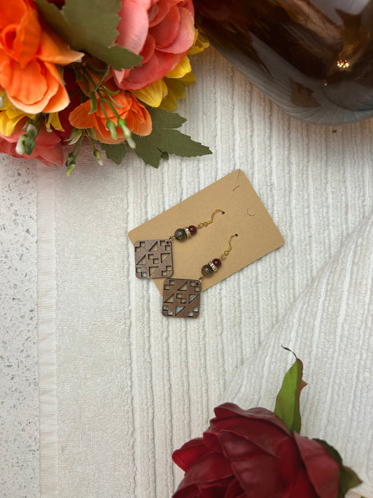 Patterned Walnut Earrings