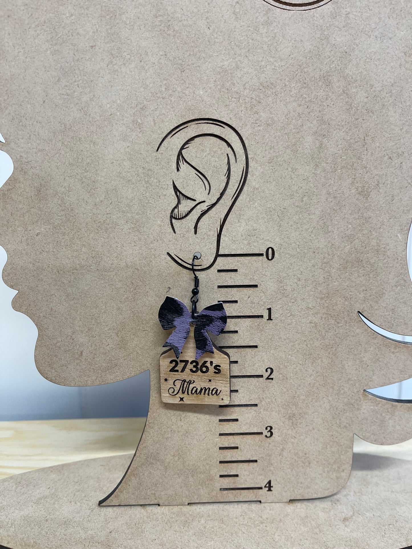 NKHSET “Mama” Cow Tag Bow Dangles