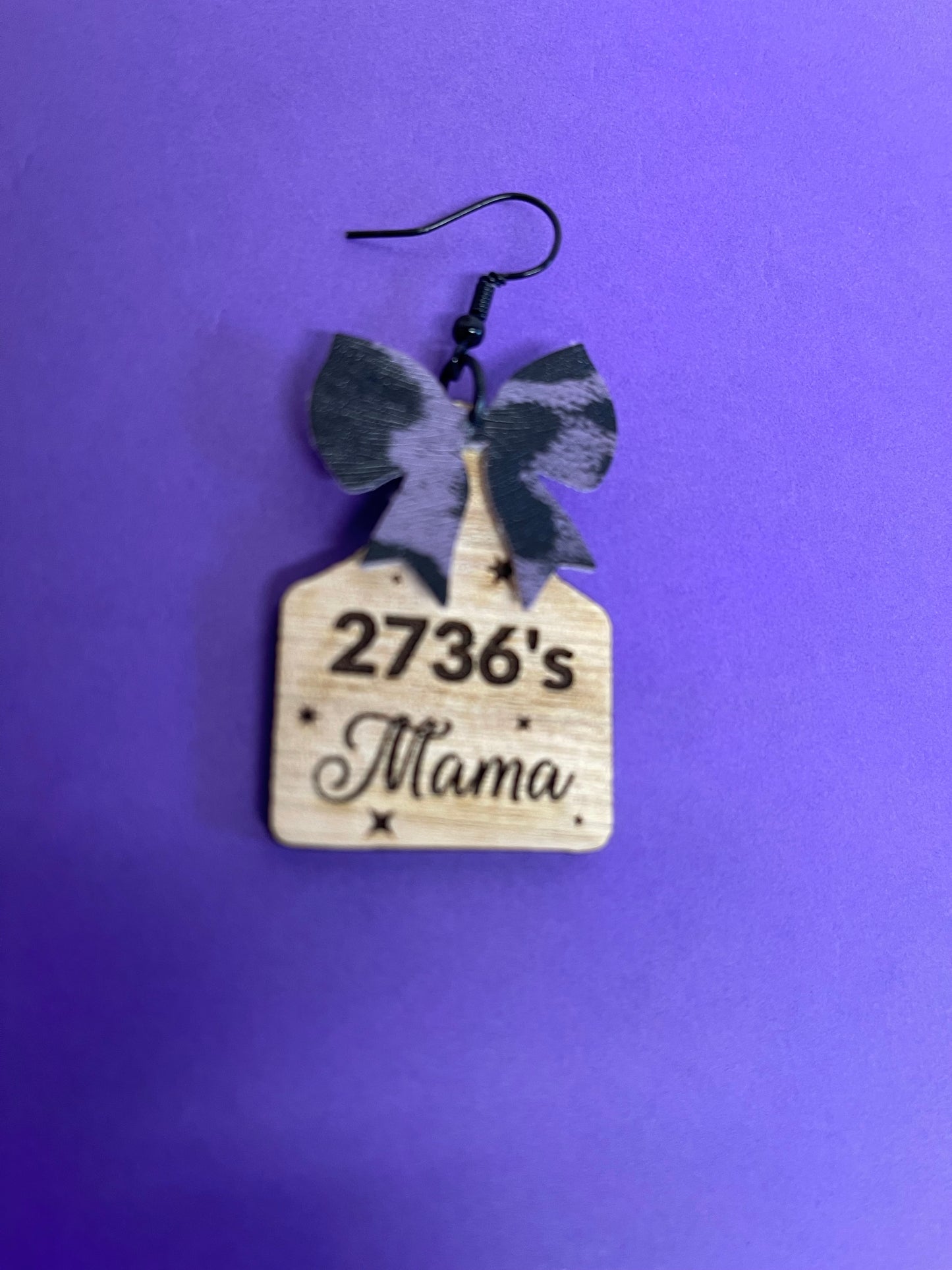 NKHSET “Mama” Cow Tag Bow Dangles