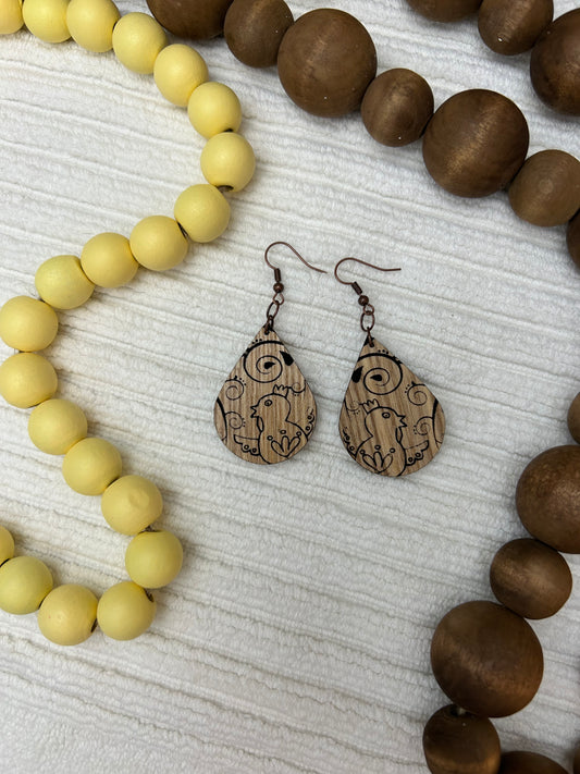 Whimsy Chicken Teardrop Earrings