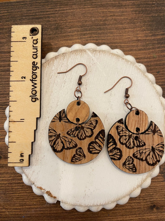 Engraved Butterfly Dangle Earrings