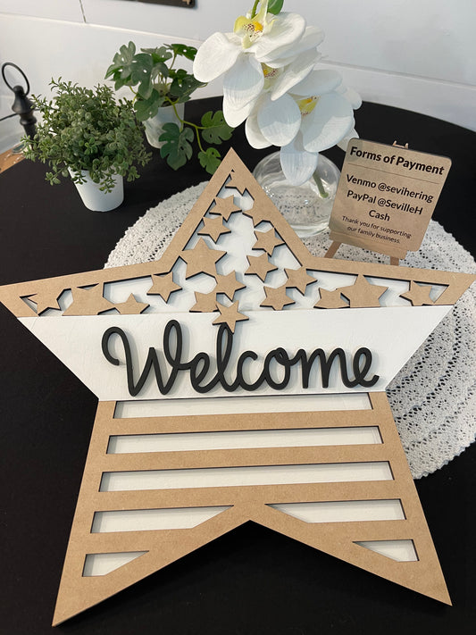 All American Farmhouse Welcome Sign